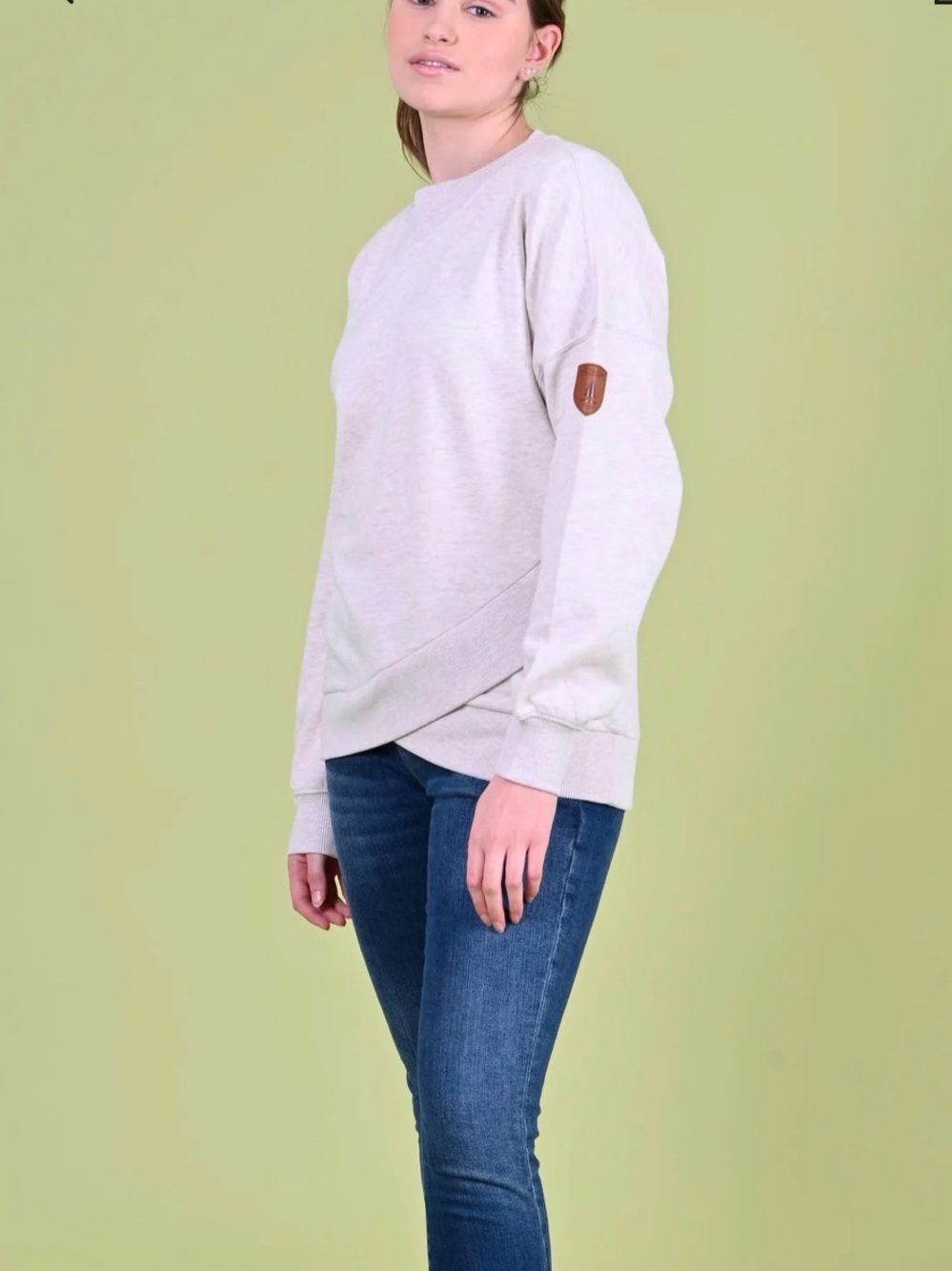Wanakome Coral Pink Crew Sweatshirt with Chocolate Trim